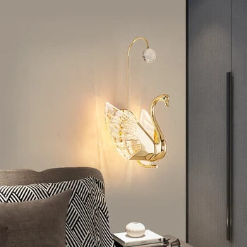 Настенный светильник с лебедем, современные золотые Креативные интерьерные настенные светильники, светодиодные для украшения дома, спальни, гостиной, Скандинавские лампы