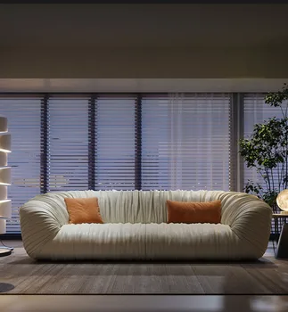 Итальянский легкий роскошный диван для гостиной на троих человек, современный минималистичный кожаный диван