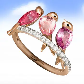 Самое продаваемое креативное кольцо с животными и птицами, инкрустированное в Европе и Америке рубиново-розовым бриллиантом из розового золота