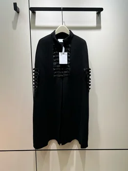 Новое модное шерстяное пальто с кисточками, пряжкой и воротником-стойкой, двустороннее современное