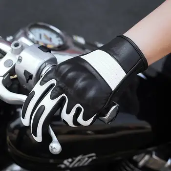 Кожаные мотоциклетные перчатки для мужчин и женщин, мотоциклетные гоночные перчатки с сенсорным экраном на весь палец, водонепроницаемые перчатки для верховой езды