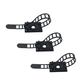 50 шт. кабельных зажимов, клейких кабельных стяжек, регулируемых нейлоновых кабельных стяжек на молнии и клейких кабельных зажимов для управления шнуром (черный)