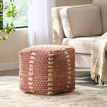 Emeric Indoor Водостойкий кубический пуф ручной работы в стиле бохо, красный и оранжевый Для гостиной, дивана, мебели, стульев