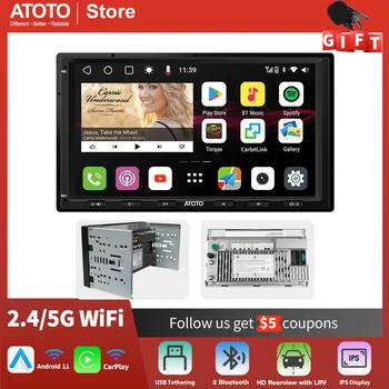 Автомагнитола ATOTO S8 MS Android 2 Din, 7-дюймовый QLED-дисплей, беспроводной Android Auto CarPlay, GPS-отслеживание, двойная автомобильная стереосистема Bluetooth