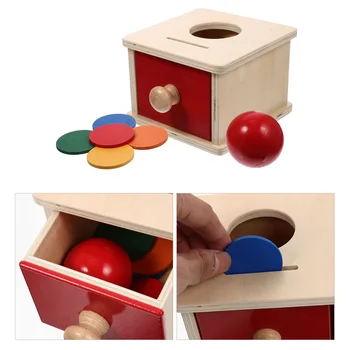 Учебное пособие Монтессори Монета Детская игрушка Образование детей Ящик для хранения деревянных игрушек для малышей Sensory Wood Baby
