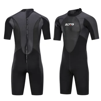 3 мм водолазный костюм Мужской, цельный, с коротким рукавом, защищающий от Солнца и теплый, для глубоководного погружения, утолщенный костюм для серфинга, гидрокостюм среднего и большого размера