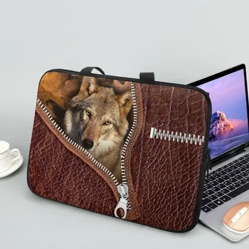 Кожаная сумка для ноутбука с принтом животных HP Dell Asus Apple, универсальная дорожная сумка для 10.12.13.15.17-дюймового мультяшного компьютерного корпуса