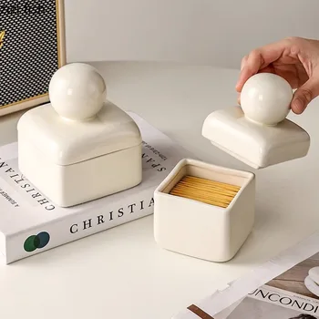 Креативная Квадратная Коробка для зубочисток Керамическая Коробка для ватных тампонов для рабочего стола в гостиной Коробка для конфет Коробки для закусок Бытовой Контейнер для хранения
