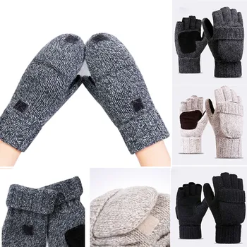 Унисекс, мужские и женские зимние уличные перчатки с шерстяным напылением, перчатки, варежки