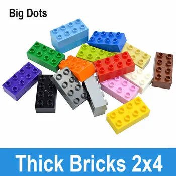 Строительные блоки большого размера Высотой 2Х4 точки, толстые блоки большого размера, развивающие фигурки, кирпичные игрушки для детей, совместимые с Duop