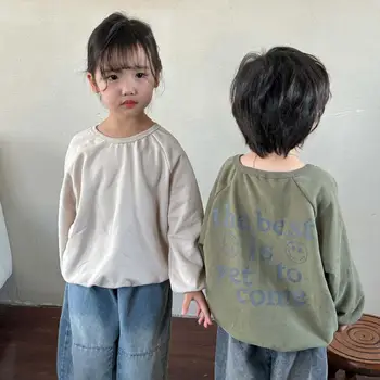 2023 новый весенне-осенне-летний повседневный свитер для девочек и мальчиков, футболка, толстовка, удобная милая одежда для малышей, детская одежда
