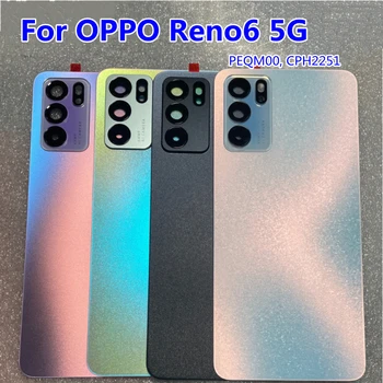 Для Oppo Reno6 5G Крышка Батарейного Отсека Стеклянная Задняя Крышка PEQM00 CPH2251 Сменная Задняя Дверца Корпуса С Клеем