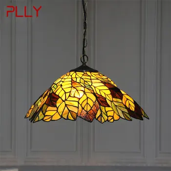 Стеклянный подвесной светильник PLLY Tiffany LED с креативным рисунком листьев, подвесной светильник, декор для дома, столовой, спальни, отеля