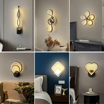 современный светодиодный деревянный светильник led wandlamp светильник для спальни, звенящий светильник для гостиной