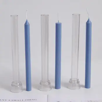 Форма для свечи на столбе, длинный шестеренчатый наконечник, Восковая акриловая форма для свечей, многоразовые термостойкие формы для литья свечей на длинном стержне