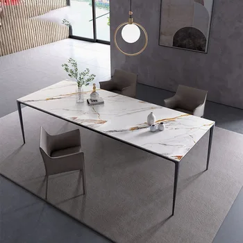 Итальянский обеденный стол в минималистском стиле Простой Современный Роскошный Домашний обеденный стол Синяя консоль Кухонная Мебель для дома из камня и мрамора