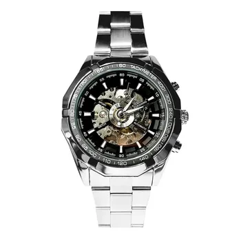 Часы Со стальным ремнем, полностью полые мужские часы, автоматические механические часы Relogios Masculin, модные электронные часы