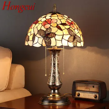 Настольные лампы Hongcui European Brass Vase LED Creative Modern Tiffany Shell Decor Настольный светильник для дома, гостиной, спальни