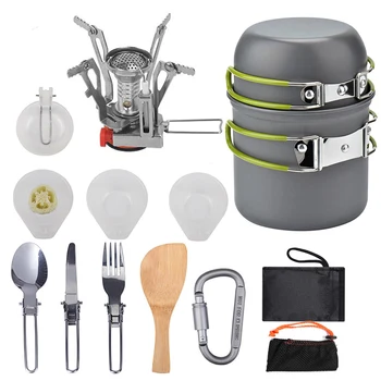 Набор посуды для кемпинга Высокотемпературная Кастрюля для приготовления пищи на открытом воздухе, Сковорода, Чайник, Портативный Набор посуды Для пикника, Инструменты