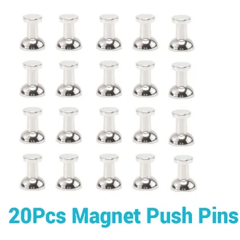 20шт Сильных магнитных штифтов Металлическая Кнопочная кнопка с неодимовым магнитом, Присоска-кнопочная кнопка из прочной стали для доски для холодильника