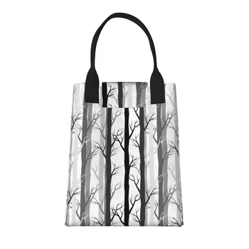 Бесшовная большая модная сумка для покупок Tree Forest с ручками, многоразовая хозяйственная сумка из прочной винтажной хлопчатобумажной ткани