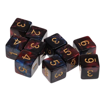 10 штук 6-гранных многогранных кубиков D6 для математической игрушки and Dragons