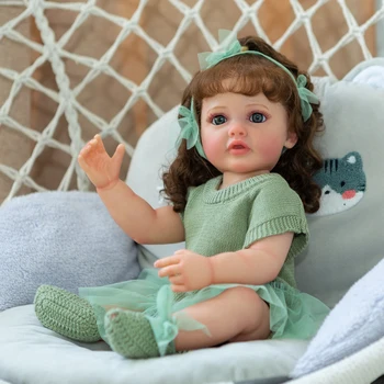 СЭНДИ 22 дюйма Полное Тело Силиконовая Виниловая Возрожденная Кукла Для Маленьких Девочек Бетти 3D Кожа Видимые Вены Ручные Корни Волос Подарок Для Детей