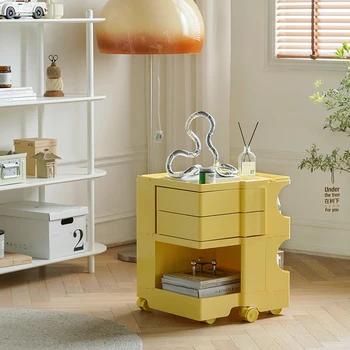 Скандинавский вращающийся шкаф, креативная тележка для хранения, прикроватный столик Ins, Модная пластиковая студийная многослойная корпусная мебель для хранения