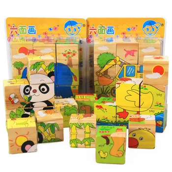 9ШТ Детская деревянная мультяшная игрушка-головоломка с 6 сторонами, головоломка с животными и фруктами, раннее образование, деревянные игрушки-домино для детей, игра-3D Головоломка в подарок