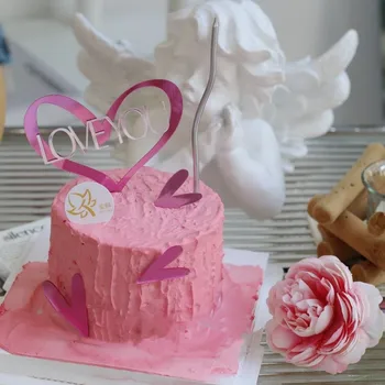 Украшенный Розами серебряный Топпер для торта в форме сердца, принадлежности для вечеринки в честь Дня Святого Валентина, Аксессуары для украшения торта, Инструменты для украшения выпечки