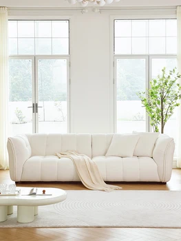 Диван из овечьего кашемира Pop Rocks, тканевый диван из сахарной ваты, скандинавский трехместный прямой диван в стиле ретро-крем