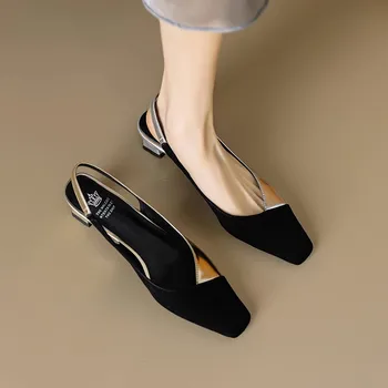 Оригинальные женские босоножки Baotou из натуральной мягкой кожи, летние повседневные туфли на толстом каблуке 2023 года.