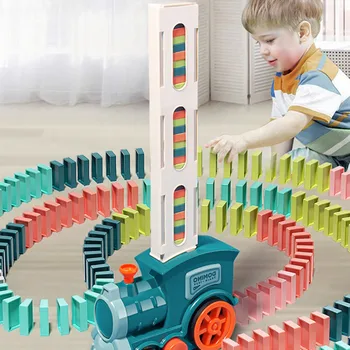 Автоматическая укладка поезда Домино, электромобиля, наборов кирпичных блоков, творческих игр, интеллектуальных развивающих игрушек 