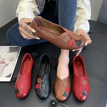 Женская повседневная обувь, кожаные женские туфли на плоской подошве, Лоферы, Роскошные женские легкие мокасины без застежки, Дизайнерская обувь Zapatos Mujer