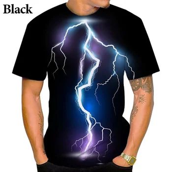 Модная новая футболка унисекс с 3D-печатью Lightning с короткими рукавами и забавной уличной личностью в стиле хип-хоп