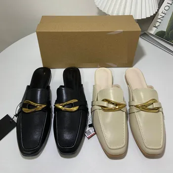 Новая модель 2023 Muller Shoes Женские сандалии с плоской подошвой сзади Baotou Sandals Женские 2023