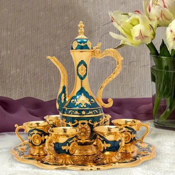 Винтажный набор турецких кофейников, турецкий чайный сервиз, 6 предметов для домашнего декора США