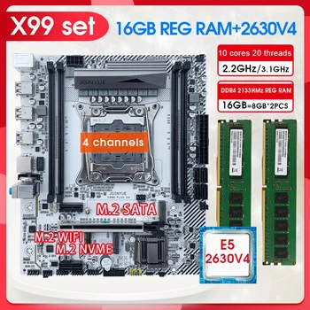 Комплект материнской платы JGINYUE X99 Процессор Xeon E5 2630 V4 16G (2*8) 2133 МГц DDR4 ECC Оперативная память LGA 2011-3 Интерфейс Nvme SATA M.2