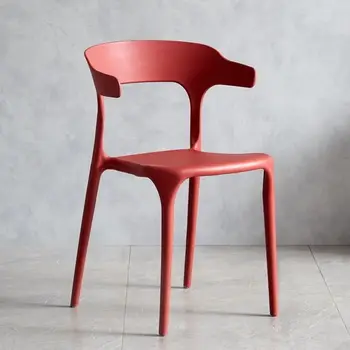 Стул с роговой спинкой Скандинавский простой пластиковый стул домашний стул для взрослых утолщенный обеденный стул для повседневных переговоров ресторанный стул