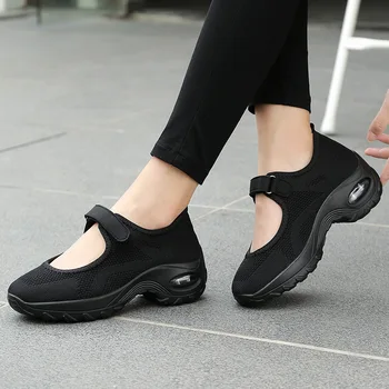 Дышащая летняя спортивная обувь для женщин, обувь для отдыха с крупной сеткой, уличные кроссовки с декомпрессией на воздушной подушке, противоскользящие кроссовки