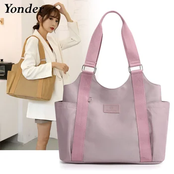 Большая сумка через плечо в корейском стиле, женская нейлоновая сумка-тоут, сумки для женщин 2023, большие тканевые сумки для рук, женские молодежные сумки