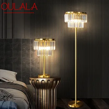 Напольный светильник OULALA из скандинавской латуни, современная роскошная спальня с украшением в виде кристаллов, гостиная рядом с диваном, светодиодный светильник для стояния