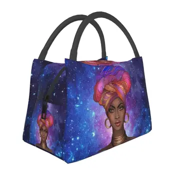 Чернокожие женщины, Африканская девушка, Термоизолированная сумка для ланча, Многоразовый контейнер для ланча для офиса, хранения на открытом воздухе, сумка для еды, коробка для Бенто