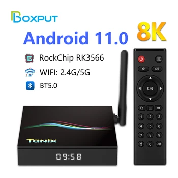 BOXPUT TANIX TX66 Android11 TV Box 8K Rockchip RK3566 1000M LAN 2.4G 5G Двойной WiFi Bluetooth Голосовой Ассистент Смарт-приставка