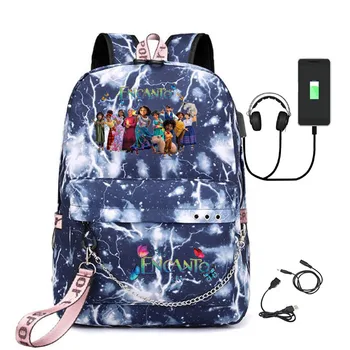 Модные Креативные забавные студенческие школьные сумки Encanto USB с принтом Унисекс, Оксфорд, водонепроницаемый Ноутбук, многофункциональные рюкзаки для путешествий