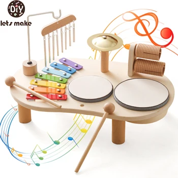 Детские деревянные игрушки Монтессори, детский ручной барабан для 3-летнего ребенка, игрушки для интерактивных музыкальных инструментов, Развивающая Сенсорная игрушка для младенцев