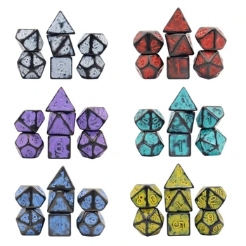 Y1UC 7шт D4 D6 D8 D10 D12 D20 Количество Разноцветных Акриловых Многогранных Кубиков Вечерние Семейные Игры Развивающие Игрушки Развлекательные Кубики