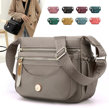 Новая женская нейлоновая сумка, Повседневная сумка через плечо, многослойная сумка для телефона, сумка через плечо с несколькими карманами, однотонная женская сумка через плечо