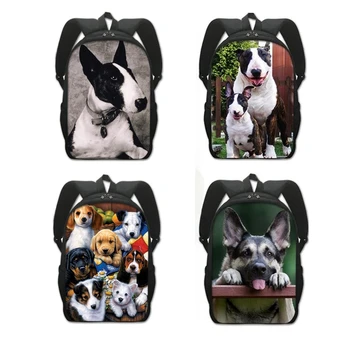 Симпатичная собака Бультерьер Немецкая овчарка, рюкзак для мальчиков и девочек-подростков, школьный рюкзак с 3D-принтом, Детская студенческая сумка для книг, рюкзак 16 дюймов