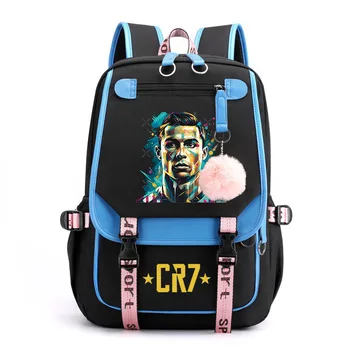 Студенческий школьный рюкзак с принтом Рональдо, детский рюкзак для отдыха, дорожная сумка на открытом воздухе, USB-сумка, сумка для девочек
